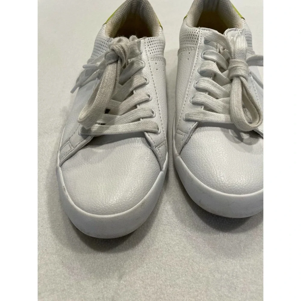 Nautica Women's Size 8 Esmae Low‎ Top Lace-Up Sneakers Faux Leather White/Lime